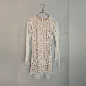 Love, Fire Ivory Lace Long Sleeve Dress
